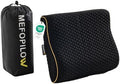 Memory Foam Travel Pillow with Washable Cover & Carry Bag – Compact, Soft & Breathable Neck Pillow for Airplane, Camping & Car (Black- Without Spare Cover, 13.8x11.8x3.9/3.1 inches) by MEFOPILO