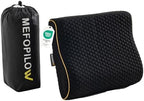 Memory Foam Travel Pillow with Washable Cover & Carry Bag – Compact, Soft & Breathable Neck Pillow for Airplane, Camping & Car (Black- Without Spare Cover, 13.8x11.8x3.9/3.1 inches) by MEFOPILO