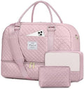 Travel Duffle Bag Weekender Bags: Pink Duffel Bag with Shoe Compartment Carry On Overnight Bag with Wet Pocket Yoga Gym Bags Hospital Bags for Labor and Delivery 3 Pcs Set by CAYINTOP
