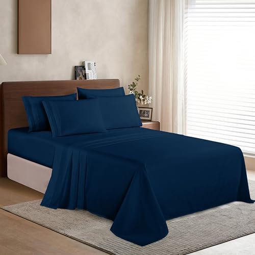 Elegant Comfort Luxurious Soft 1500 Thread Count Egyptian 4-Piece Premium Hotel Quality Wrinkle Resistant Coziest Bedding Set, All around Elastic Fitted Sheet, Deep Pocket, Twin/Twin XL, Navy Blue - Image 3