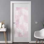 Window Privacy Film Frosted, Pink Botanical Non-Adhesive Static Cling Window Tint, Summer Palm Leaves Foliage Tropical Insulated Windows Frosted Films for Living Room, 35.4 x 78.7 Inches - Image 3