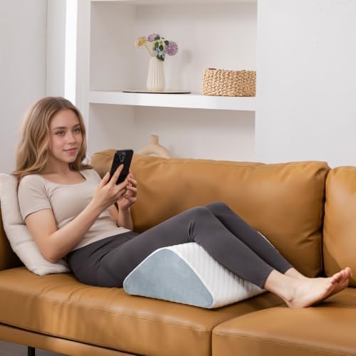 Knee Wedge Pillow 6.3'' for Post-Surgery Recovery-Leg Elevation Support for Sleep Position, Alleviating Lower Back & Hip Pain Enhancing Circulation in Ankles Legs Triangle Pillow with Removable Cover - Image 3