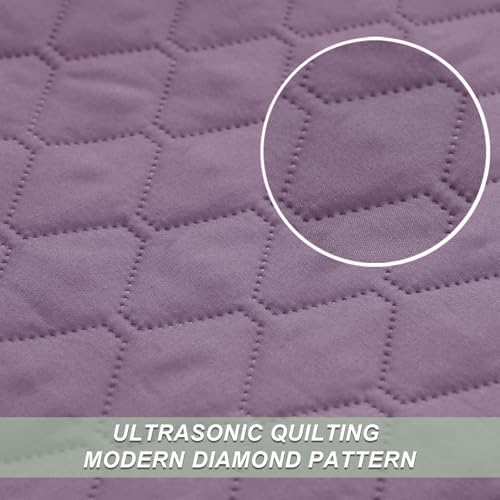 Exclusivo Mezcla Reversible Twin Quilt Bedding Set, Dusty Lavender - Image 4