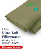 King Pillow Cases - 8 Pack Soft Pillowcase Covers - 20" x 40" (Sage Green) - Image 2