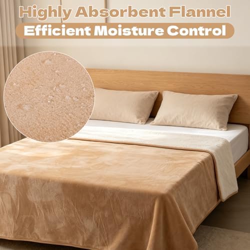 Rainmae 80"x90" Waterproof Bed Blanket for Couples, Queen Size Splash Blanket for Bed Intimacy, Squirt Blanket, Leakproof, Absorbent, Stain-Resistant Mattress Protector for Adults (Light Camel Brown) - Image 4