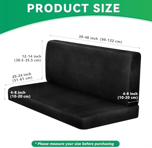 molasofa Leather Like RV Dinette Cushion Covers, RV Booth Seat Cover Stretchable Camper Cushion Couch Covers Washable Slipcovers for RV Camper Car Bench (2 Bench Cover & 2 Backrest Cover, Black-02) - Image 4