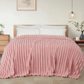 Exclusivo Mezcla Striped Queen Size Fleece Blanket for Bed, Pink by ExclusivoMezcla