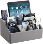 PU Leather Desk Organizer, Remote Control Holder (Grey) by MEIBOOCH