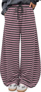 TARSE Women's Striped Barrel Pants Wide Leg Lounge Pants by TARSE