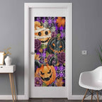 Window Privacy Film Frosted, Pumpkins Halloween Non-Adhesive Static Cling Window Tint, Black Horror Purple Check Floral Insulated Windows Frosted Films for Living Room, 35.4 x 78.7 Inches - Image 3