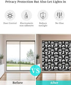 Window Privacy Film Frosted, Horror Skulls Static Cling Door Window Covering, Southwestern Horns Boho Tribal Hats Boots UV Blocking Windows Film for Office, Hotel, Bedroom, 29.5 x 78.7 Inches - Image 6