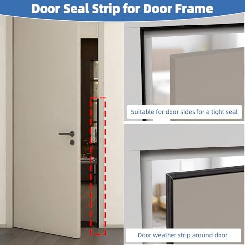 3Pcs x196”Wedge Weather Stripping Door Seal Strip for Door Frame,Black - Image 4