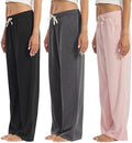 3-Pack Women's Lounge Pants, Wide Leg Sweatpants with Pockets by OAKVON