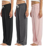 3-Pack Women's Lounge Pants, Wide Leg Sweatpants with Pockets by OAKVON