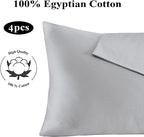 100% Egyptian Cotton King Size Pillow Protectors with Zipper Set of 4 - Image 7