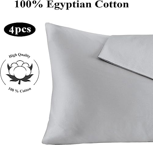 100% Egyptian Cotton King Size Pillow Protectors with Zipper Set of 4 - Image 7