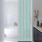 Window Privacy Film Frosted, Teal Brown Striped Reusable Static Cling Window Tints, Modern Farmhouse Vertical Stripes Heat Control Windows Films for Offices, Balcony, 29.5 x 118 Inches - Image 3