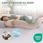 QUEEN ROSE Body Pillow for Side Sleeper, Cooling S Shaped Hug Pillow, Ivory - Image 4