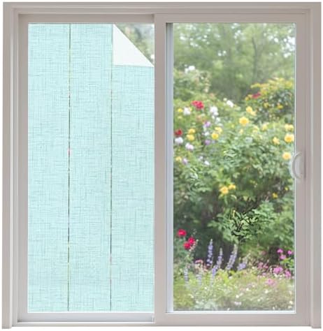 Window Privacy Film Frosted, Ice Mint Non-Adhesive Static Cling Window Tint, Rustic Farmhouse Solid Color Insulated Windows Frosted Films for Living Room, 35.4 x 78.7 Inches by Unknown