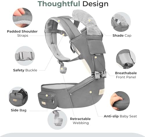 FRUITEAM Safety-Certified Baby Carrier with Hip Seat Newborn to Toddler - Image 6