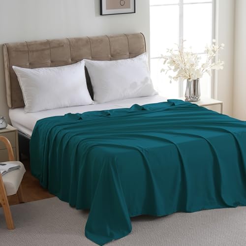 ZPECC Twin Flat Sheets Only Teal 6 Pack, Color-Coded Hem Threads - Image 2