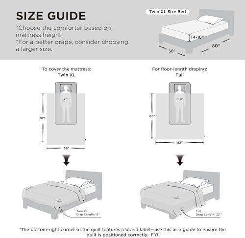 Bedsure Twin XL Comforter - Twin XL Duvet Insert for All Season, Ultra-Soft Quilted Down Alternative Comforter, Blanket for Bed with 4 Tabs, Machine Washabl, Dark Green, 68x92 in - Image 2