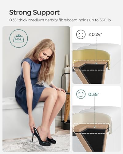 SONGMICS 30 Inches Folding Storage Ottoman Bench with Flipping Lid - Image 5