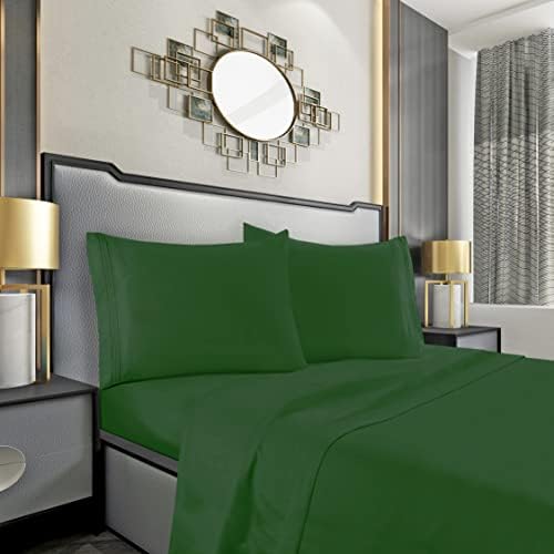 Mocassi King Sheet Set - Luxury Hotel 1800 Premier Bedding Sheets & Pillowcases - Ultra Soft Breathable & Cooling Bed Sheets - Deep Pocket - Wrinkle Resistant - 4 Piece Set - King, Hunter Green - Image 2