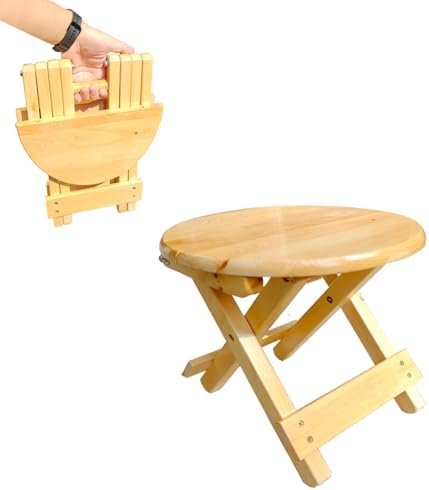 Folding Wood Stool Fully Assembled Side Table Foot Rest Plant Stand by LukPlen