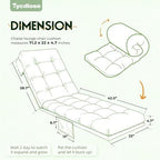 Outdoor Lounge Chair Cushion, Waterproof Replacement Chaise Lounge Cushions for Outdoor Furniture Thickened 71 x 22 x 4.7 Inches Non-Slip Patio Pool Lounge Chair Cushions with Ties (Green) - Image 3