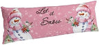 Pink Snowman Christmas Body Pillow Case Cover, Xmas Tree Birds Microfiber Bed Throw Pillow Covers, Winter Snowflake Decorative Lumbar Pillow Cover with Envelope Closure for Sofa/Travel 20"x54" - Image 2