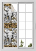 Window Privacy Film Frosted, Elephant Reusable Static Cling Window Tints, Tropical Flowers Palm Leaves Leopard Prints Heat Control Windows Films for Offices, Balcony, 29.5 x 118 Inches by Unknown