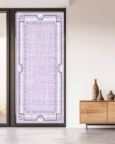 Window Privacy Film Frosted, Lavender Purple Botanical Non-Adhesive Static Cling Window Tint, Vintage Florals Geometric Minimalist Insulated Windows Frosted Films for Living Room, 35.4 x 78.7 Inches - Image 5