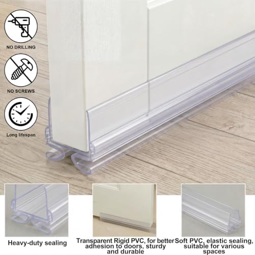 Yaocom 4strip 32" Vinyl U Shape Door Bottom Seal Slide on Door Sweep, Clear - Image 3