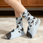 Womens Fuzzy Slipper with Socks Warm Cozy House Slipper and Socks Set Plush Winter Shoes for Indoor - Image 2