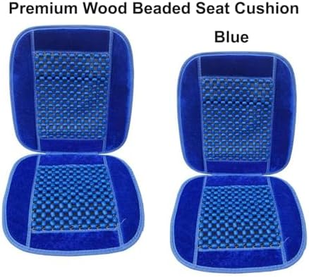 ALLBrand Natural Wooden Bead Car Seat Cushion - Comfortable Massaging Cushion for Office and Travel (Royal Blue) - Image 2
