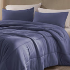 SLEEP ZONE King Size Comforter Set, Breathable Jersey Knit Soft Duvet Insert Set 3 Pieces Bedding Sets for Bedroom All Season, Navy - Image 2