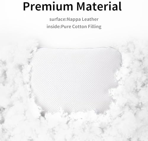 Quintor Genuine Nappa Leather Neck Pillow for Tesla Model Y/3/X/S, Car Seat Headrest Cushion 2-Pack, True Height & Thickness Adjustable, with Luxury Gift Box (White) - Image 5