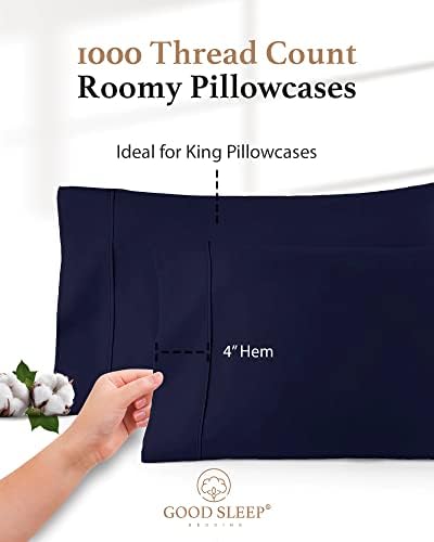 1000 TC King Pillowcases Set of 4 100% Egyptian Cotton Pillow Cases - Image 3
