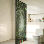 Green Forest Window Privacy Film Rainbow Static Cling Stain Glass Window Film for Glass Door, Decorative Heat Blocking Sunroof Decal Sticker for Car Home 35.4"x78.7" Misty Light Rustic Cottagecore by AMZRicher