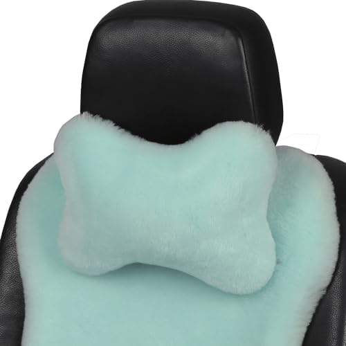 Fluffy Car Headrest Pillow Furry Long Wool Lumbar Auto Head Neck Support Pillow Cushion Natural Luxury Fur Warm Soft Comfort Winter by MLOVESIE