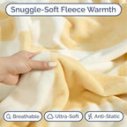 Beige Checkered Blanket Kids Size - Flannel Fleece Luxury Kids Blanket - Image 3