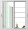 Window Privacy Film Frosted, Light Green Brown Striped Static Cling Door Window Covering, Modern Farmhouse Vertical Stripes UV Blocking Windows Film for Office, Hotel, Bedroom, 29.5 x 78.7 Inches by Unknown