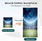 Beach Towel Bag 2 in 1 Football Sport Bath Pool Towels Backpack Rugby Soccer Stadium Absorbent Beach Towel Soft Quick Dry Lightweight Packable Towels Drawstring Bag for Travel Camping Sports Picnic - Image 6