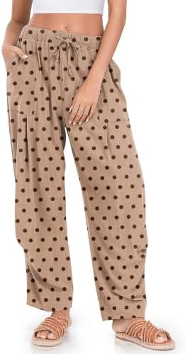 TARSE Womens Linen Barrel Pants Casual Summer Travel Lounge Trousers by TARSE