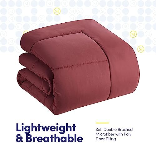 Sweet Home Collection 7 Piece Comforter Set Bag Solid Color All Season Soft Down Alternative Blanket & Luxurious Microfiber Bed Sheets, Burgundy, Full - Image 5