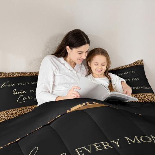Castle Fairy Leopard Print Comforter Set Twin Size,African Wild Animal Fur Pattern Bedding Set for Kids Boys Men,Cheetah Skin Brown Black Quilted Duvet Set with 1 Pillowcase - Image 3