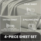 Pizuna 100% Cotton California King Sheet Set 600 Thread Count Silver - Image 4