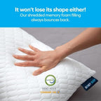 Sidney Sleep Adjustable Bed Pillow for Neck and Shoulder Support with Extra Shredded Fill - Cervical Contour Pillow for Side and Back Sleepers. Standard Size 19" x 26" CertiPUR-US Certified (White) - Image 4