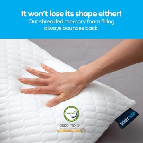 Sidney Sleep Adjustable Bed Pillow for Neck and Shoulder Support with Extra Shredded Fill - Cervical Contour Pillow for Side and Back Sleepers. Standard Size 19" x 26" CertiPUR-US Certified (White) - Image 4